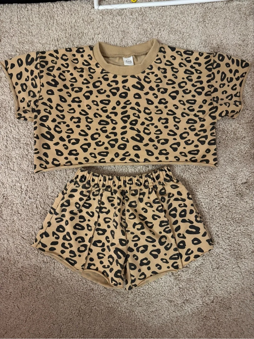 Amazon Kids Leopard Print Tan and Black Matching Set